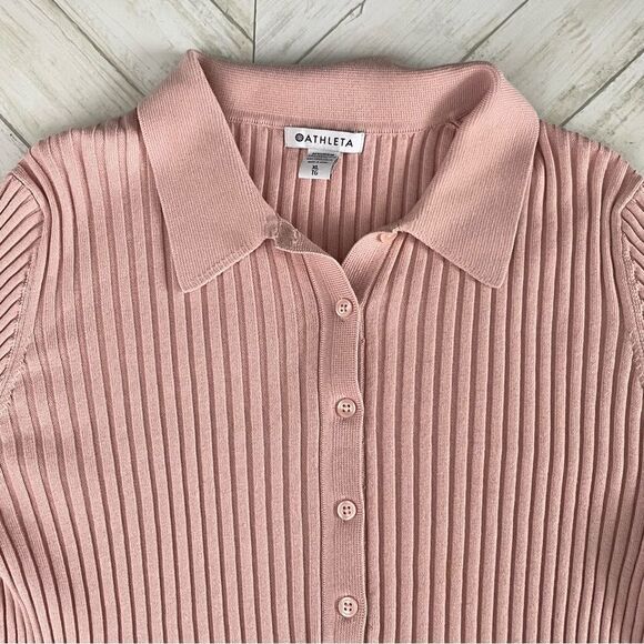 Athleta Pink Collar 1/4 Button Down Sweater size XL - Picture 3 of 8